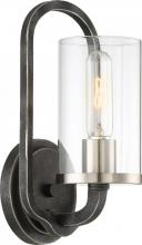  60/6121 - Sherwood - 1 Light Wall Sconce with Clear Glass -Iron Black Finish with Brushed Nickel Accents