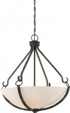  60/6125 - Sherwood - 4 Light Pendant with Frosted Etched Glass - Iron Black Finish with Brushed Nickel Accents