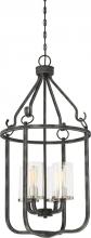  60/6127 - Sherwood - 4 Light Caged Pendant with Clear Glass -Iron Black Finish with Brushed Nickel Accents