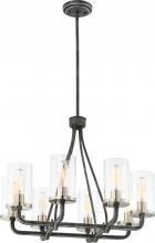  60/6128 - Sherwood - 8 Light Chandelier with Clear Glass -Iron Black Finish with Brushed Nickel Accents