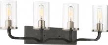  60/6129 - Sherwood - 4 Light Wall Sconce with Clear Glass -Iron Black Finish with Brushed Nickel Accents