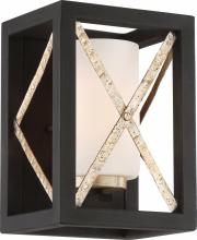  60/6131 - Boxer - 1 Light Wall Sconce with Satin White Glass - Matte Black Finish with Antique Silver Accents