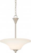  60/6207 - Fawn - 2 Light Pendant with Satin White Glass - Brushed Nickel Finish