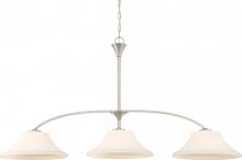  60/6208 - Fawn - 3 Light Island Pendant with Satin White Glass - Brushed Nickel Finish