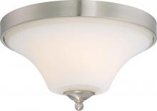  60/6211 - Fawn - 2 Light Flush Mount with Satin White Glass - Brushed Nickel Finish