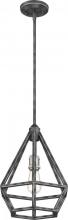  60/6263 - Orin - 1 Light Small Pendant - Iron Black Finish with Brushed Nickel Accents