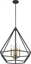  60/6361 - Orin - 4 Light Large Pendant - Aged Bronze Finish with Vinatage Brass Accents