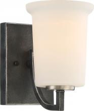  60/6371 - Chester - 1 Light Vanity with White Glass - Iron Black with Brushed Nickel Accents