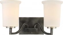  60/6372 - Chester - 2 Light Vanity with White Glass - Iron Black with Brushed Nickel Accents