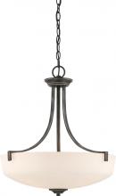  60/6378 - Chester - 3 Light Pendant with White Glass - Iron Black with Brushed Nickel Accents