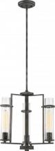  60/6383 - Donzi - 3 Light Chandelier with Clear Seeded Glass - Iron Black Finish