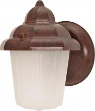  60/640 - 1 Light 9" - Hood Lantern with Satin Frosted Glass - Old Bronze Finish