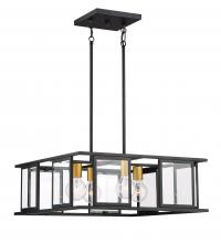  60/6414 - Payne - 4 Light Pendant with Clear Beveled Glass - Midnight Bronze Finish