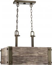  60/6422 - Winchester - 4 Light Square Pendant with Aged Wood - Bronze