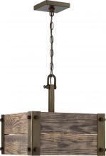  60/6423 - Winchester - 4 Light Square Pendant with Aged Wood - Bronze
