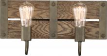  60/6428 - Winchester - 2 Light Pendant with Aged Wood - Bronze Finish