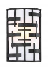  60/6431 - Lansing - 2 Light Wall Sconce with White Fabric Shade - Midnight Bronze Finish