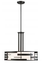  60/6435 - Lansing - 3 Light Pendant with White Fabric Shade & Opal Diffuser - Midnight Bronze Finish