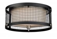  60/6452 - Pratt - 3 Light Flush Mount Fixture with White Glass - Black Finish with Brushed Nickel Accents