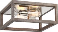  60/6482 - Bliss - 2 Flush Mount - Driftwood Finish with Polished Nickel Accents