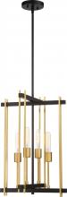  60/6525 - Marion - 4 Light Pendant - Aged Bonze Finish with Natural Brass Accents