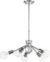  60/6565 - Bounce - 5 Light Pendant with Crystal Accent - Polished Nickel Finish