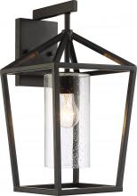  60/6593 - Hopewell- 1 Light Large Wall Lantern - with Clear Seeded Glass - Matte Black Finish
