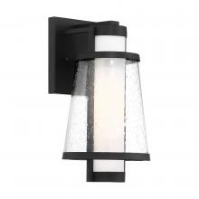  60/6601 - Anau - 1 Light Small Wall Lantern - with Etched Opal and Clear Glass - Matte Black Finish