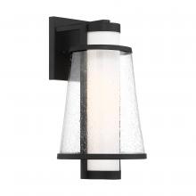  60/6602 - Anau - 1 Light Medium Wall Lantern - with Etched Opal and Clear Glass - Matte Black Finish