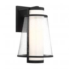  60/6603 - Anau - 1 Light Large Wall Lantern - with Etched Opal and Clear Glass - Matte Black Finish