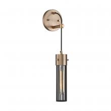  60/6611 - Eaves- 1 Light Wall Sconce - with Matte Black Cage - Copper Brushed Brass Finish