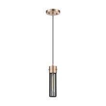  60/6612 - Eaves- 1 Light Pendant - with Matte Black Cage - Copper Brushed Brass Finish