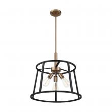  60/6642 - Chassis- 3 Light Pendant - Copper Brushed Brass and Matte Black Finish