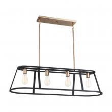  60/6644 - Chassis- 4 Light Island Pendant - Copper Brushed Brass and Matte Black Finish