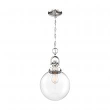  60/6672 - Skyloft -1 Light Pendant - with Clear Glass - Polished Nickel Finish