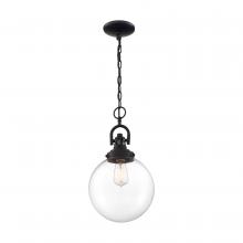  60/6673 - Skyloft -1 Light Pendant - with Clear Glass - Aged Bronze Finish