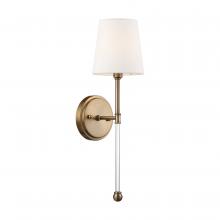  60/6687 - Olmstead- 1 Light Wall Sconce - with White Linen Shade - Burnished Brass Finish