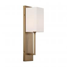  60/6692 - Vesey - 1 Light Wall Sconce - with White Linen Shade - Burnished Brass Finish
