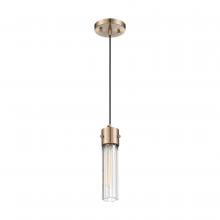  60/6712 - Eaves - 1 Light Pendant - with Clear Ribbed Glass - Copper Brushed Brass Finish