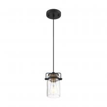  60/6733 - Antebellum - 1 Light Mini Pendant - with Clear Glass -Black and Aged Gold Finish