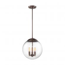  60/6741 - Ariel - 3 Light Pendant - with Clear Seedy Glass -Antique Copper Finish