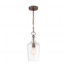  60/6748 - Hartley - 1 Light Pendant - with Clear Glass - Antique Copper Finish