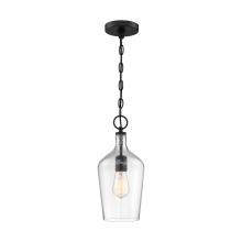  60/6749 - Hartley - 1 Light Pendant - with Clear Glass - Matte Black Finish
