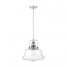  60/6758 - Basel - 1 Light Pendant - with Clear Glass - Polished Nickel Finish