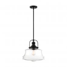  60/6759 - Basel - 1 Light Pendant - with Clear Glass - Aged Bronze