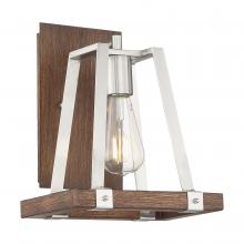  60/6881 - Outrigger - 1 Light Wall Sconce - Brushed Nickel and Nutmeg Wood Finish
