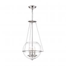  60/6952 - Odyssey - 3 Light Pendant - with Clear Glass - Polished Nickel Finish