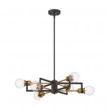 Nuvo 60/6976 - Intention - 6 Light Chandelier - Warm Brass and Black Finish
