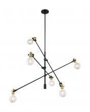  60/6989 - Mantra - 6 Light Pendant with- Black and Brass Accents Finish