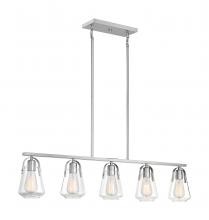  60/7114 - Skybridge - 5 Light Island Pendant with Clear Glass - Brushed Nickel Finish